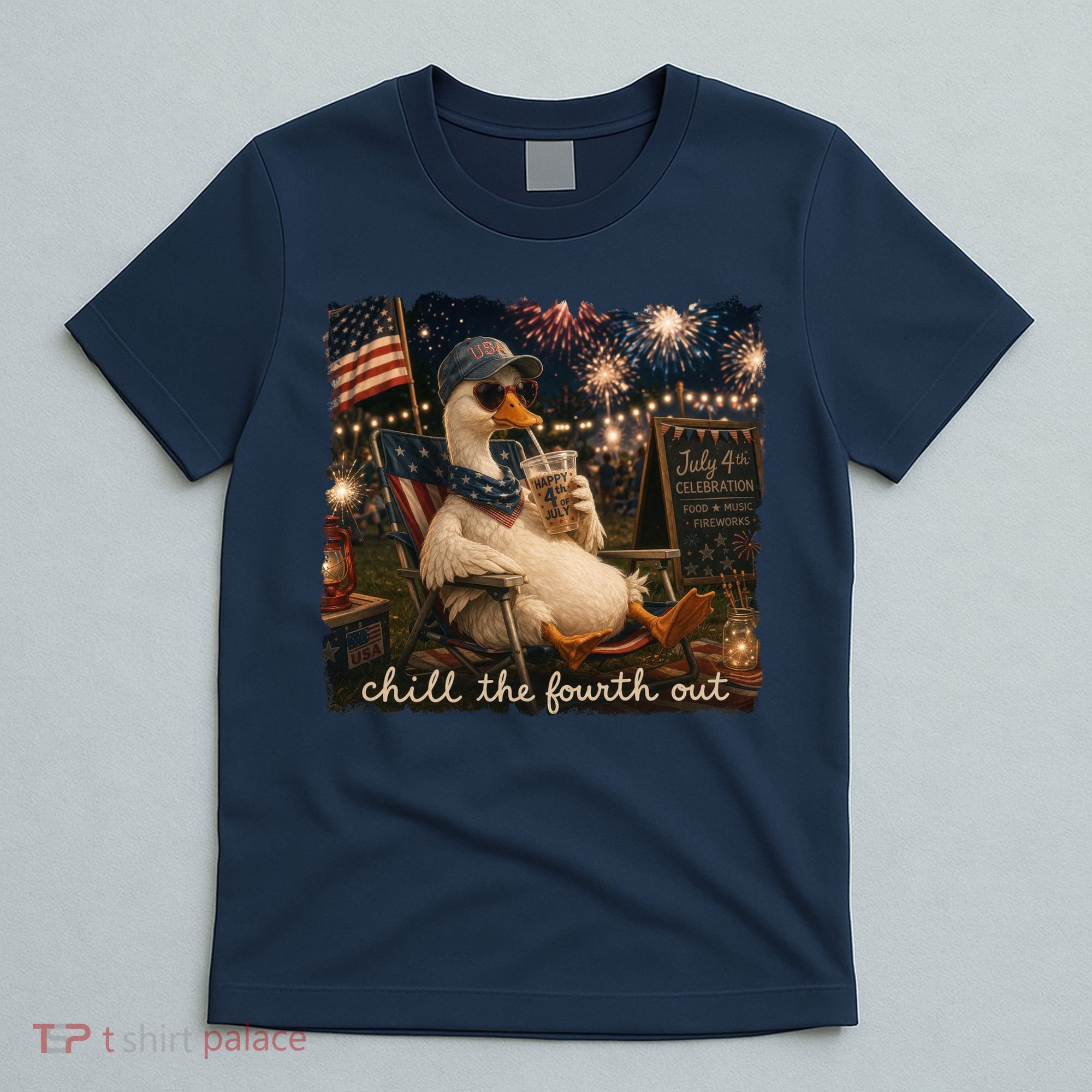 Funny Chill The Fourth Out 4th Of July Goose T-Shirt