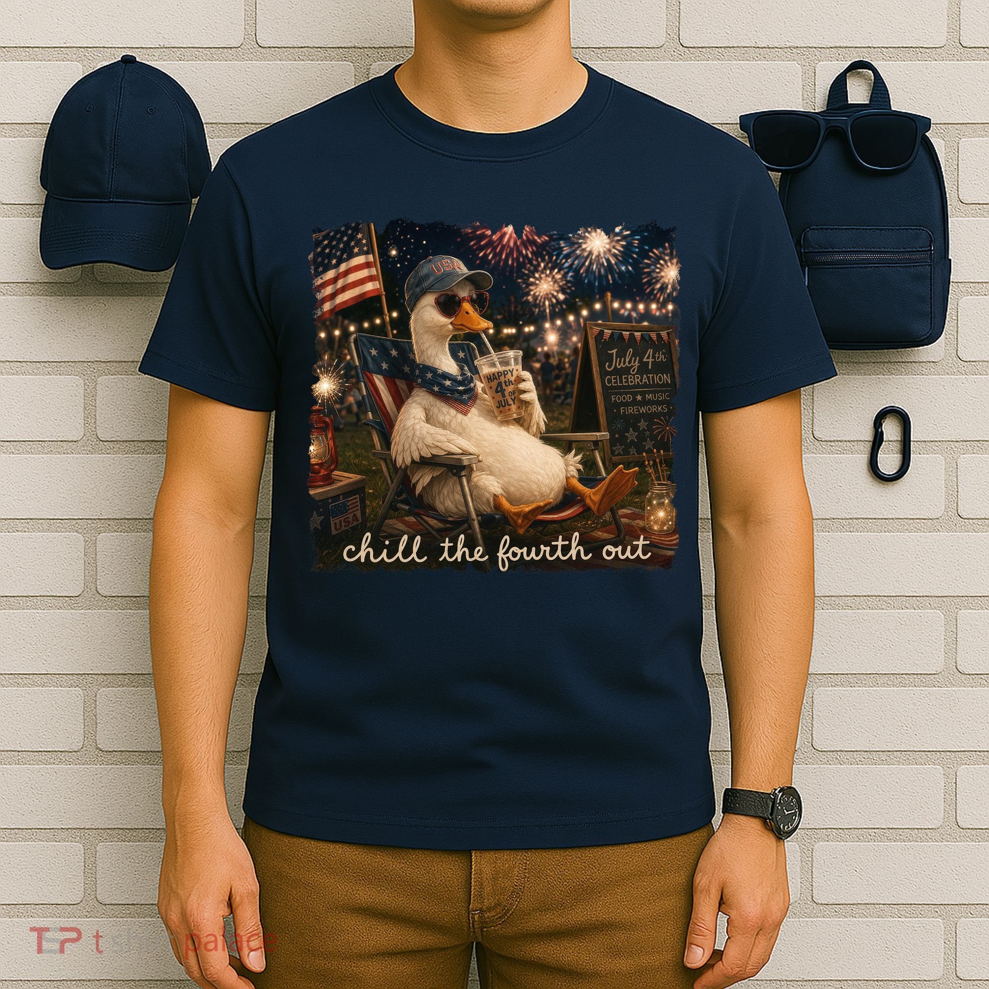 Funny Chill The Fourth Out 4th Of July Goose T-Shirt