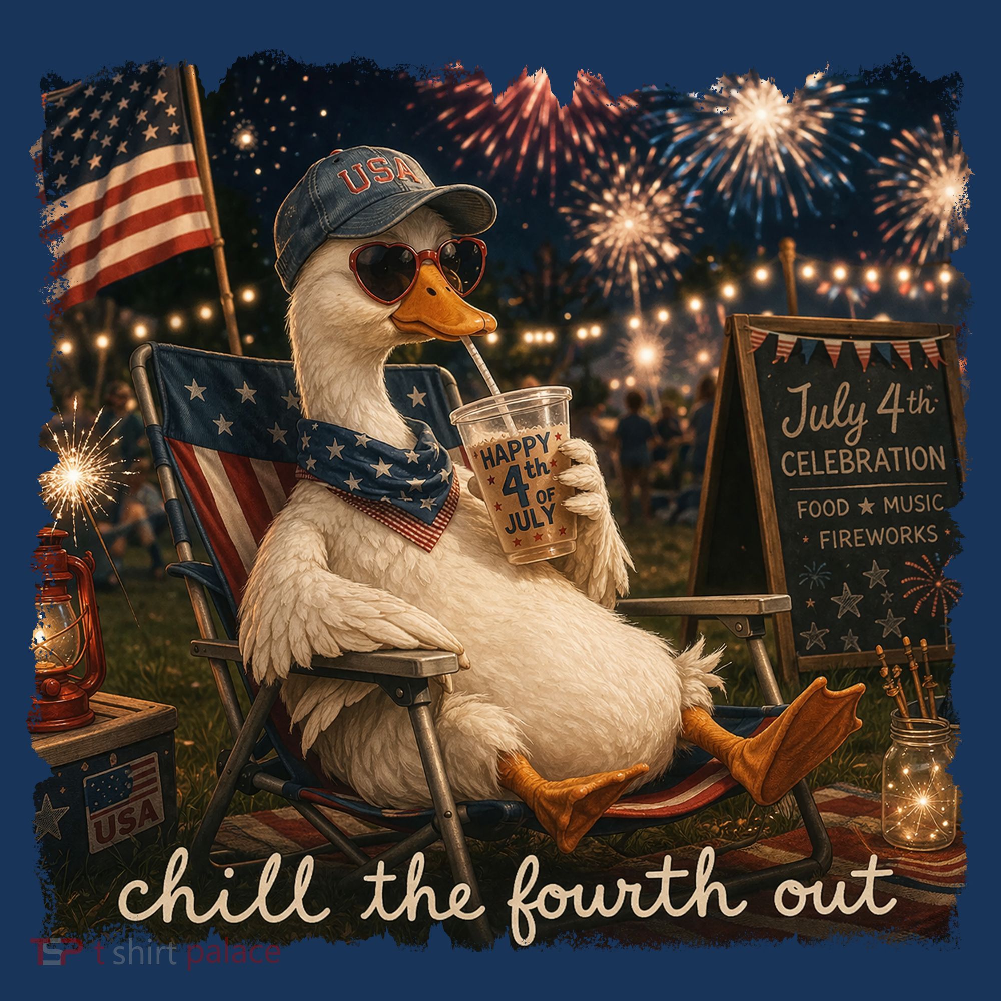 Funny Chill The Fourth Out 4th Of July Goose Women's Hoodie