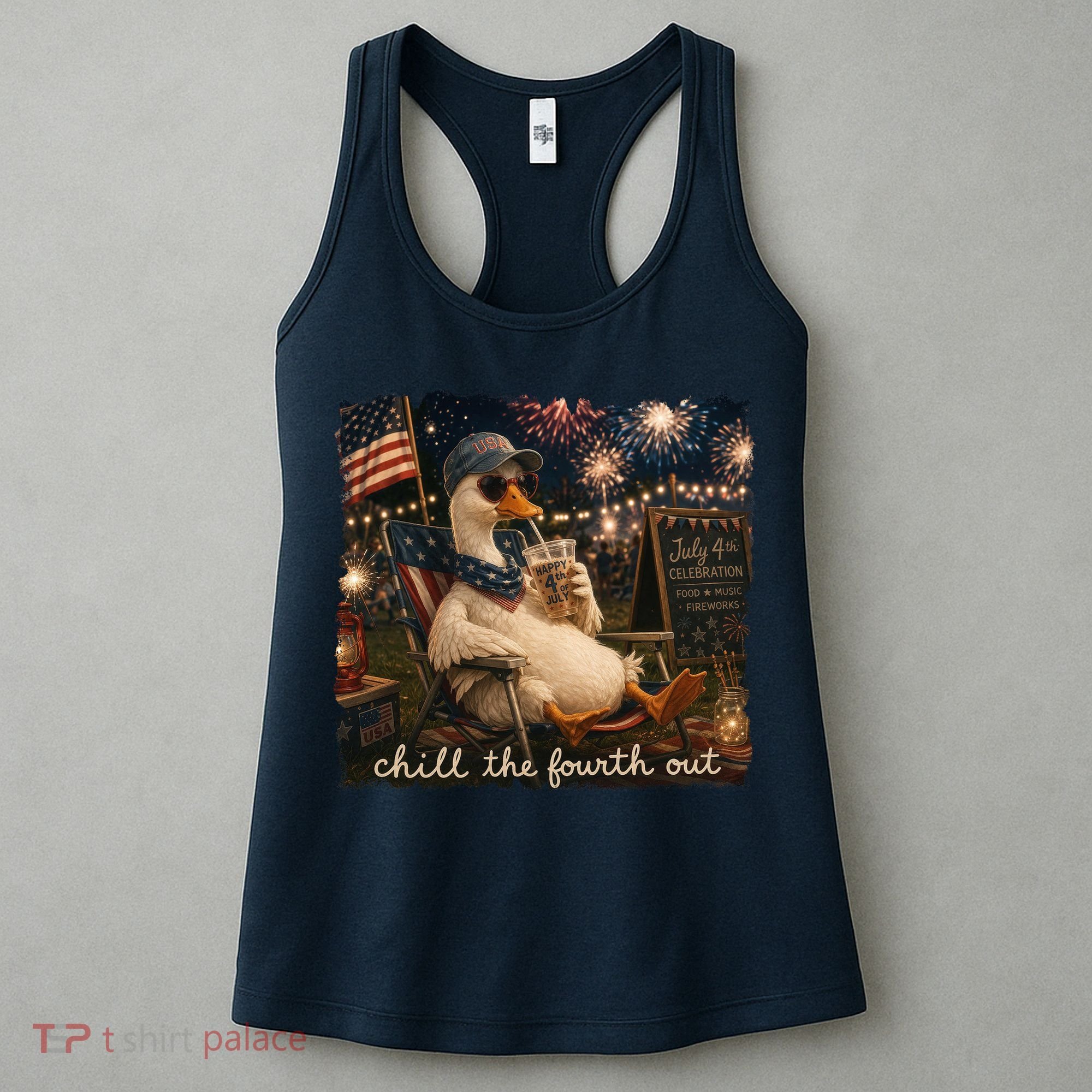 Funny Chill The Fourth Out 4th Of July Goose Women's Tank Top