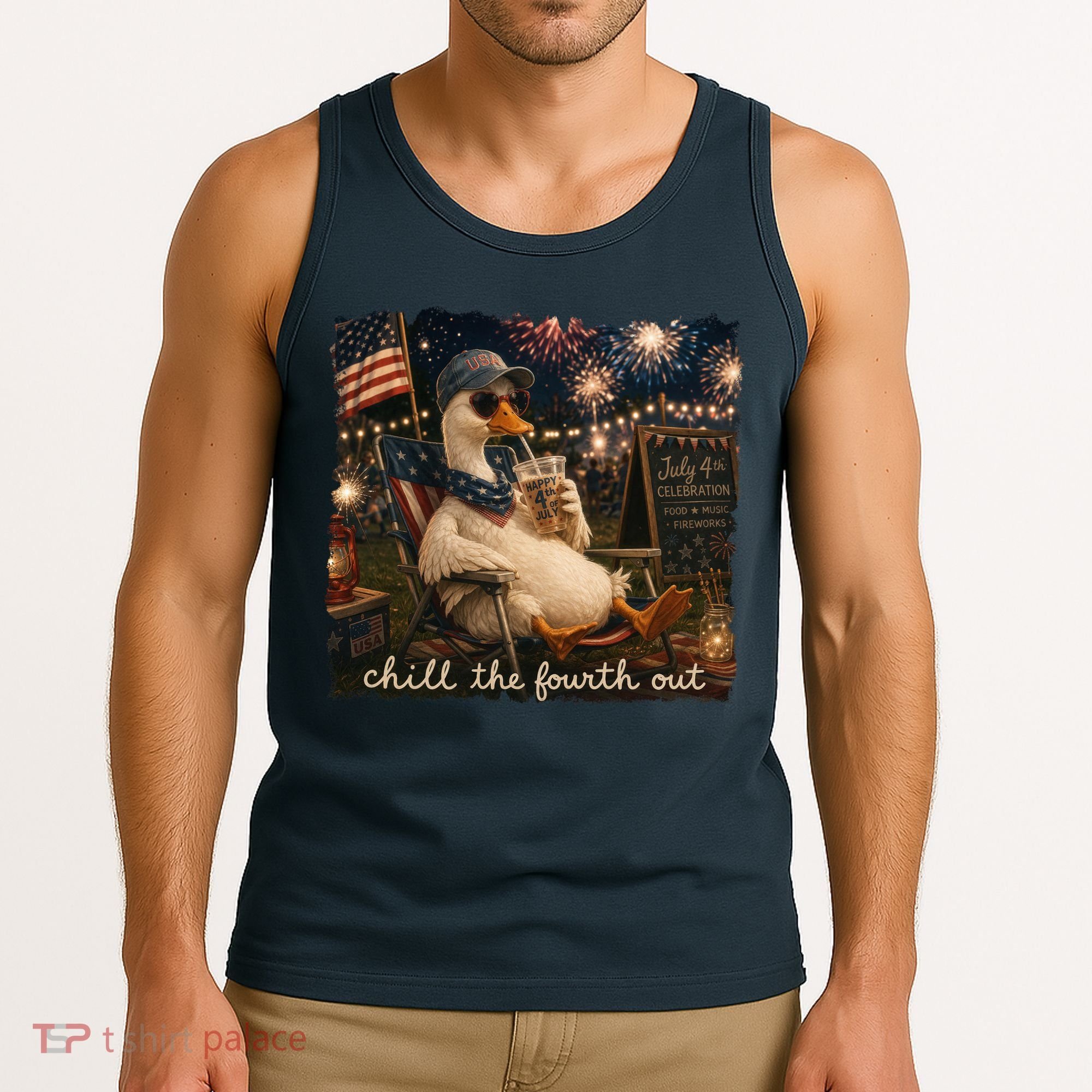Funny Chill The Fourth Out 4th Of July Goose Tank Top