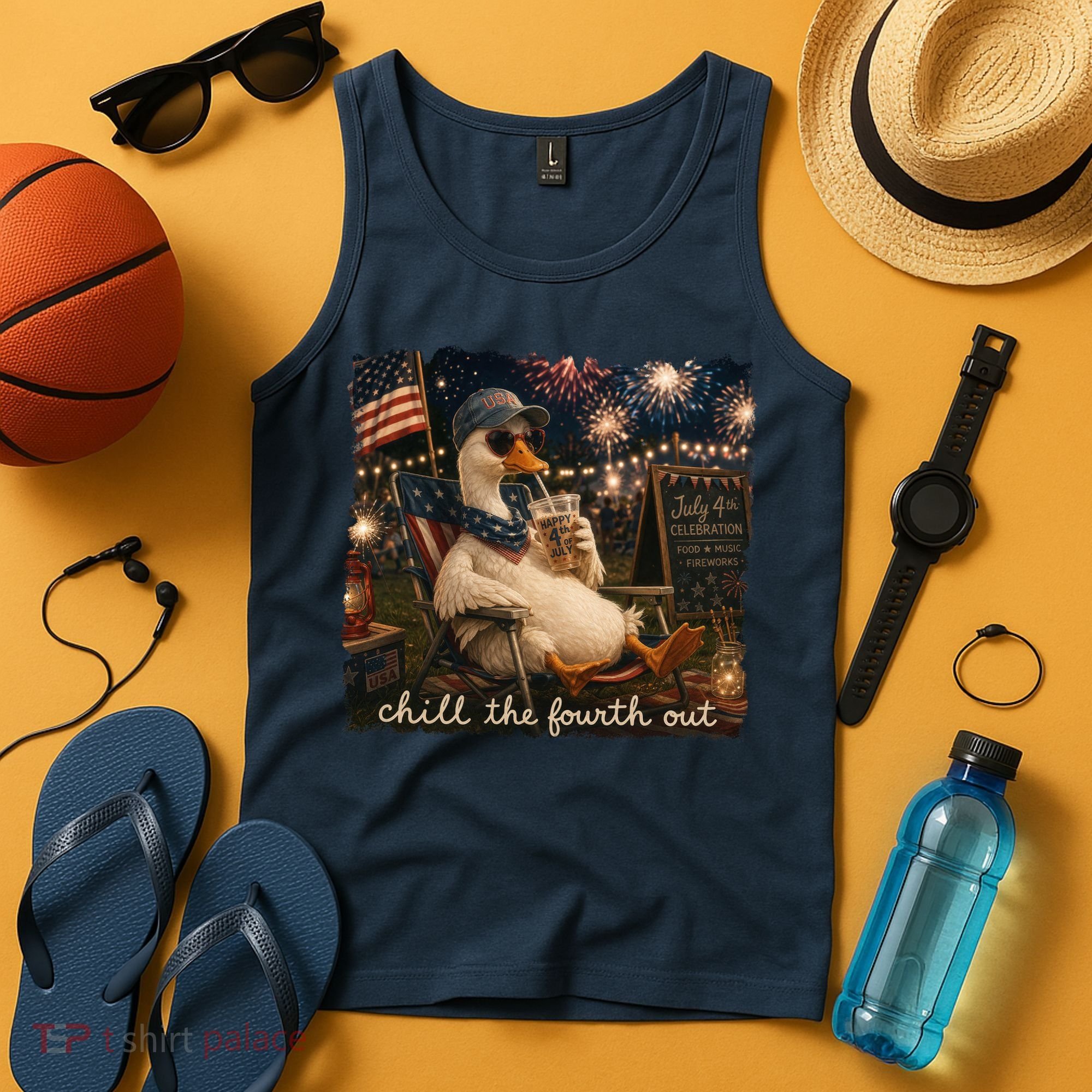 Funny Chill The Fourth Out 4th Of July Goose Tank Top