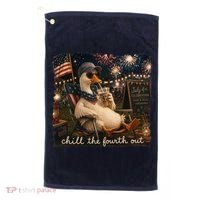 Funny Chill The Fourth Out 4th Of July Goose Golf Towel thumb 0