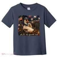 Funny Chill The Fourth Out 4th Of July Goose Toddler T-Shirt thumb 0