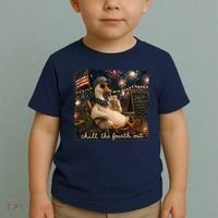 Funny Chill The Fourth Out 4th Of July Goose Toddler T-Shirt thumb 2