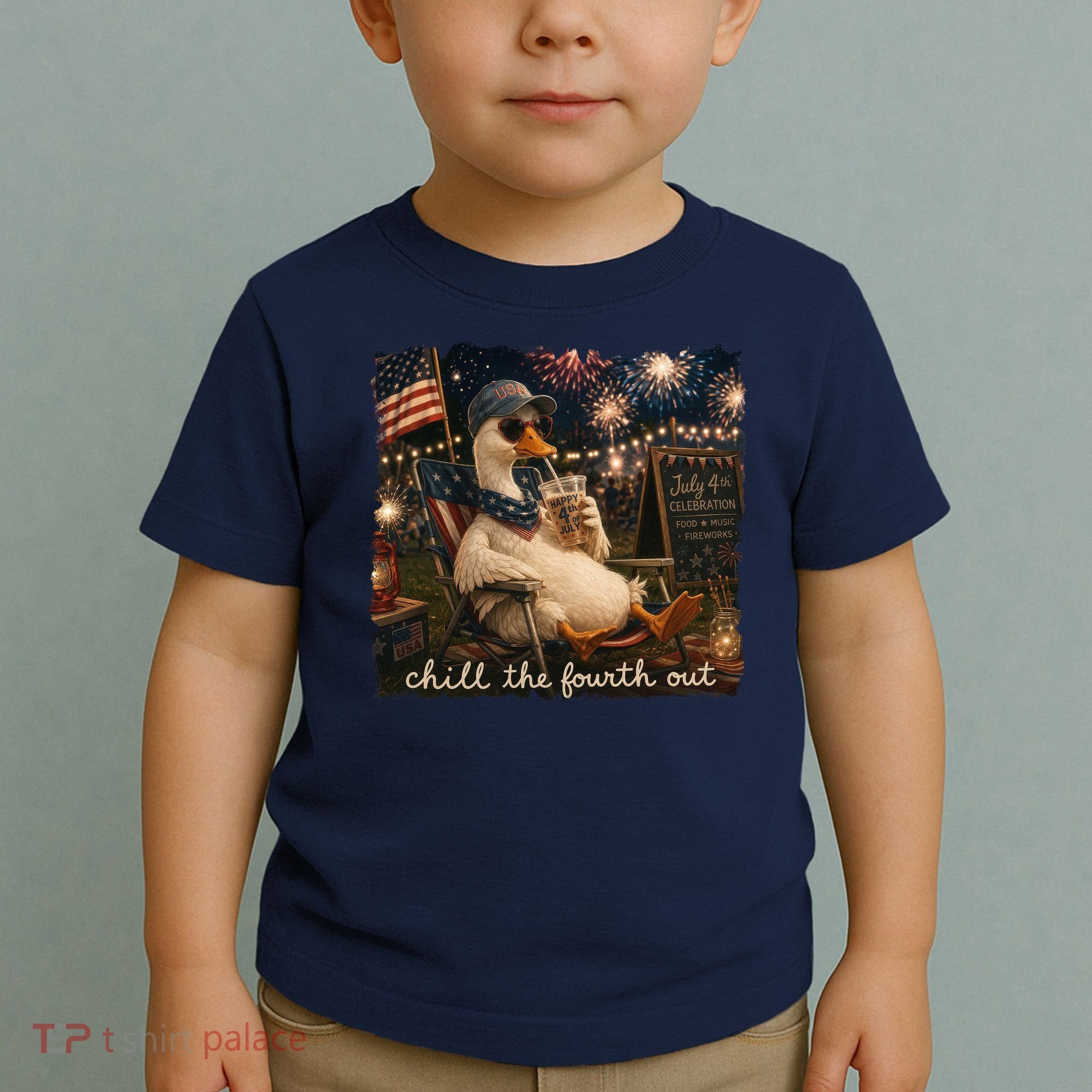 Funny Chill The Fourth Out 4th Of July Goose Toddler T-Shirt