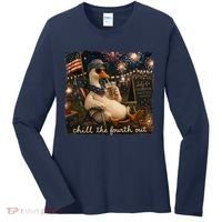 Funny Chill The Fourth Out 4th Of July Goose Women's Long Sleeve Shirt thumb 0