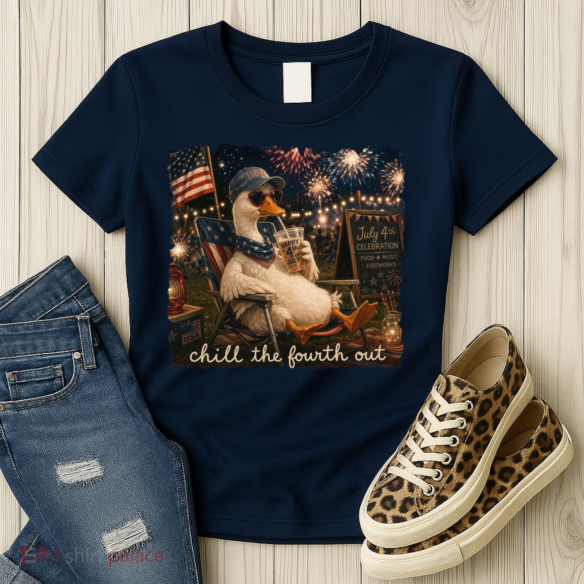 Funny Chill The Fourth Out 4th Of July Goose Women's T-Shirt