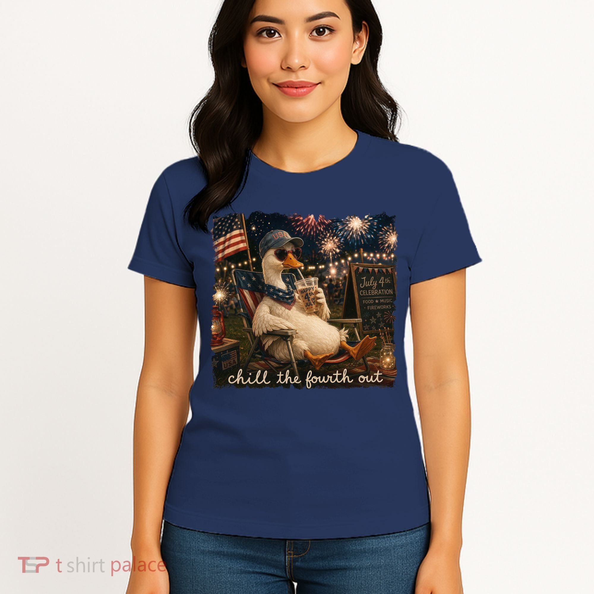 Funny Chill The Fourth Out 4th Of July Goose Women's T-Shirt