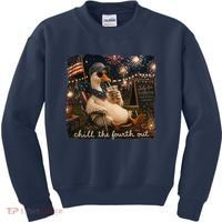 Funny Chill The Fourth Out 4th Of July Goose Kids Sweatshirt thumb 0