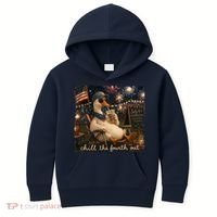 Funny Chill The Fourth Out 4th Of July Goose Kids Hoodie thumb 0