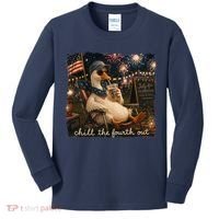 Funny Chill The Fourth Out 4th Of July Goose Kids Long Sleeve Shirt thumb 0