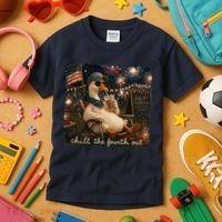 Funny Chill The Fourth Out 4th Of July Goose Kids T-Shirt thumb 3