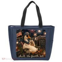 Funny Chill The Fourth Out 4th Of July Goose Tote Bag thumb 0