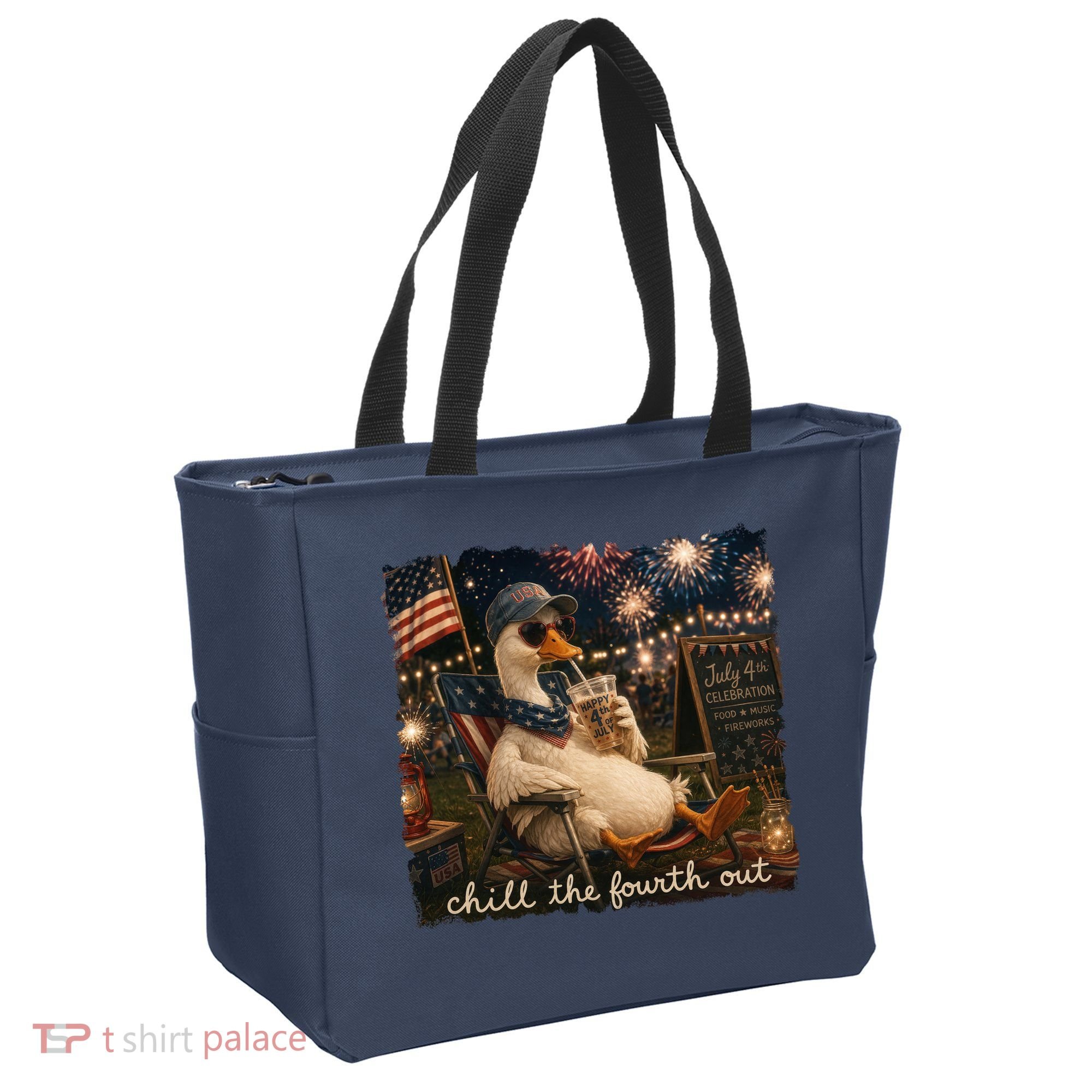 Funny Chill The Fourth Out 4th Of July Goose Tote Bag