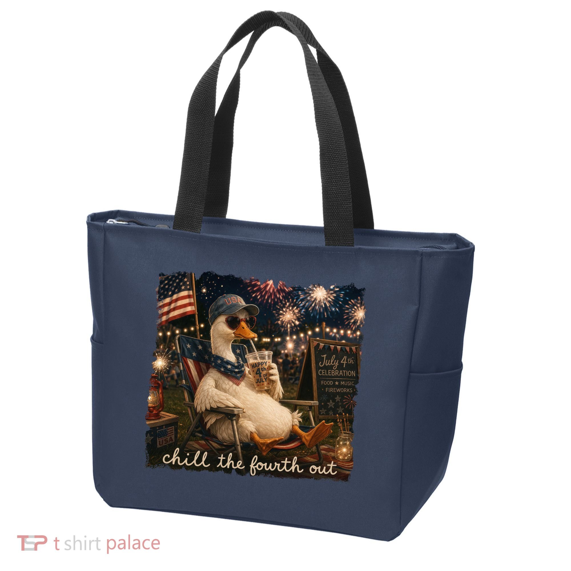 Funny Chill The Fourth Out 4th Of July Goose Tote Bag