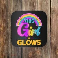 Funny Cute This Girl Glows Coaster thumb 0
