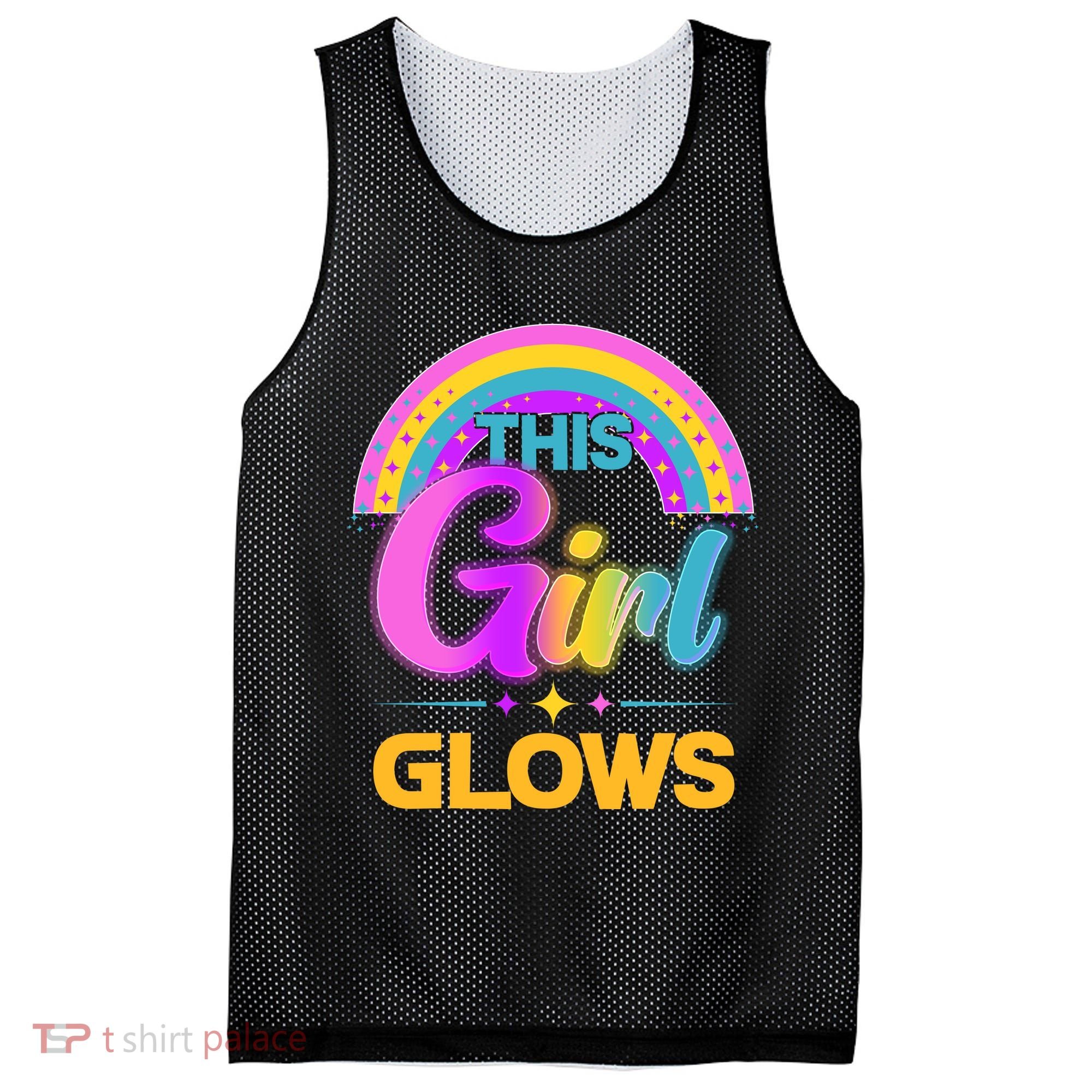 Funny Cute This Girl Glows Mesh Reversible Basketball Jersey Tank