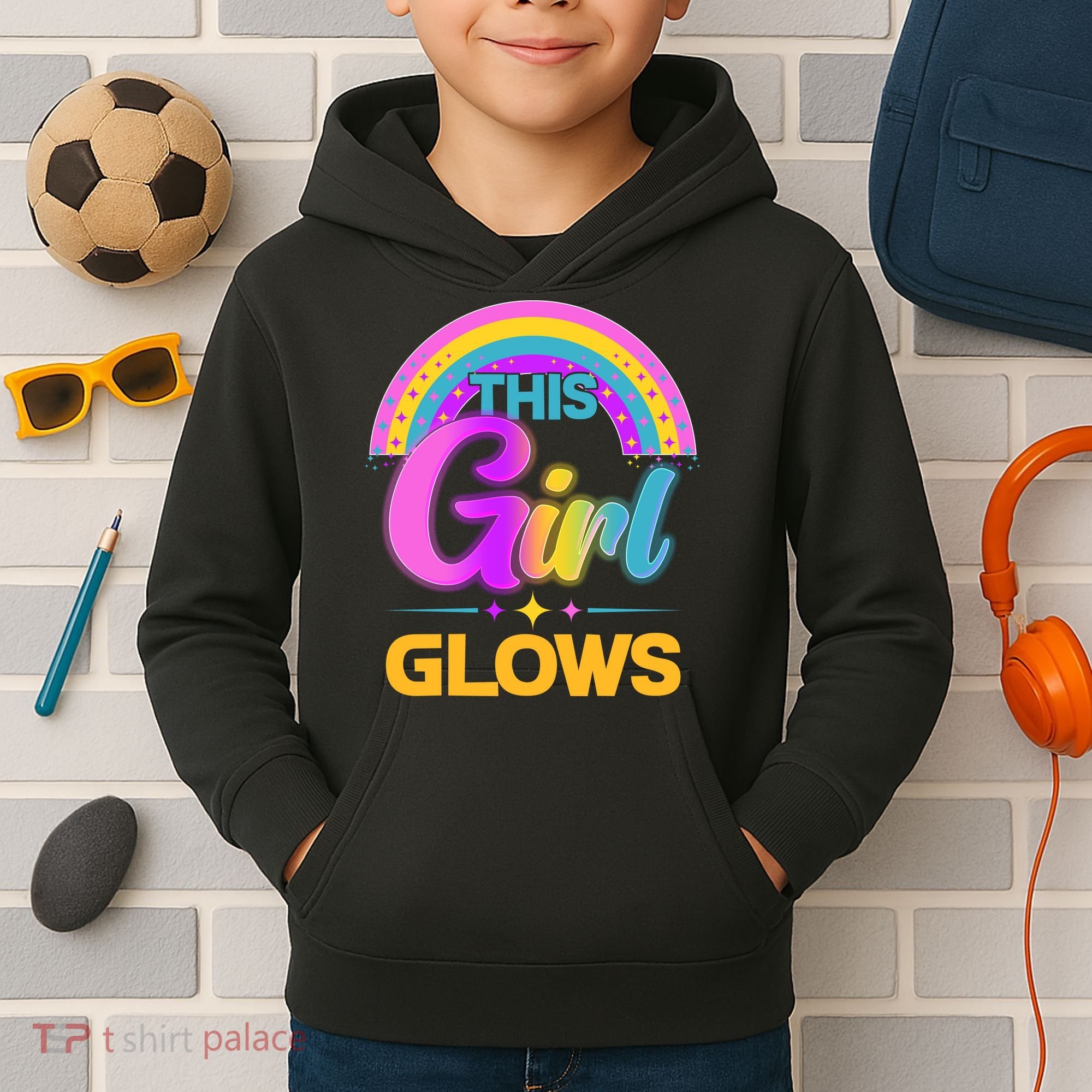 Funny Cute This Girl Glows Kids Hoodie