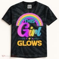 Funny Cute This Girl Glows Kids Tie-Dye T-Shirt thumb 0