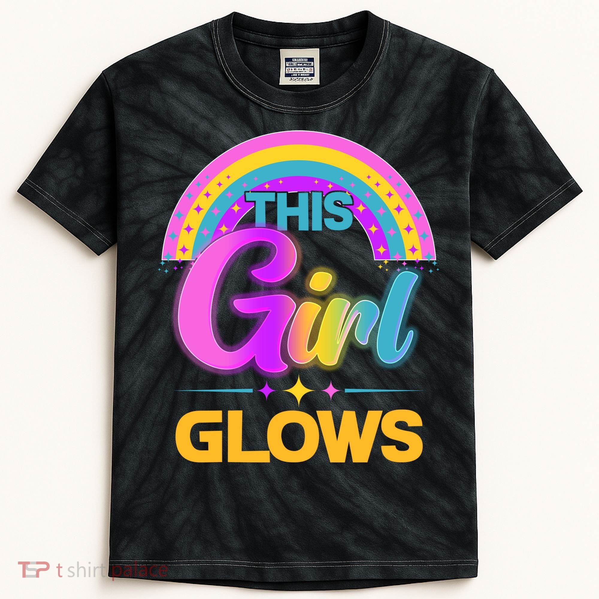 Funny Cute This Girl Glows Kids Tie-Dye T-Shirt