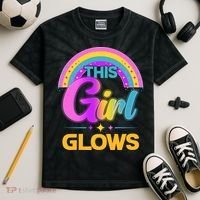 Funny Cute This Girl Glows Kids Tie-Dye T-Shirt thumb 2