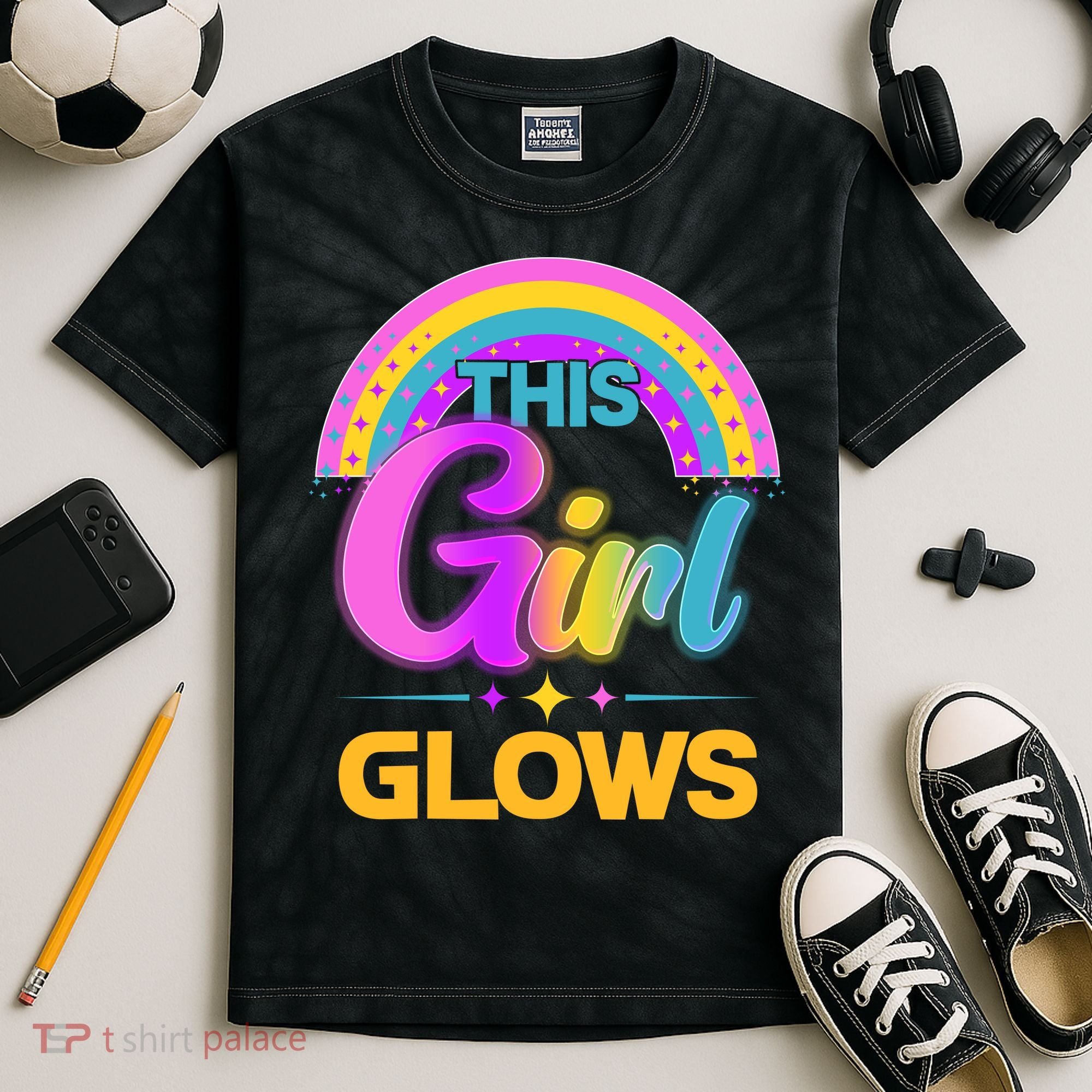 Funny Cute This Girl Glows Kids Tie-Dye T-Shirt