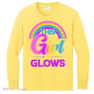 Funny Cute This Girl Glows Kids Long Sleeve Shirt