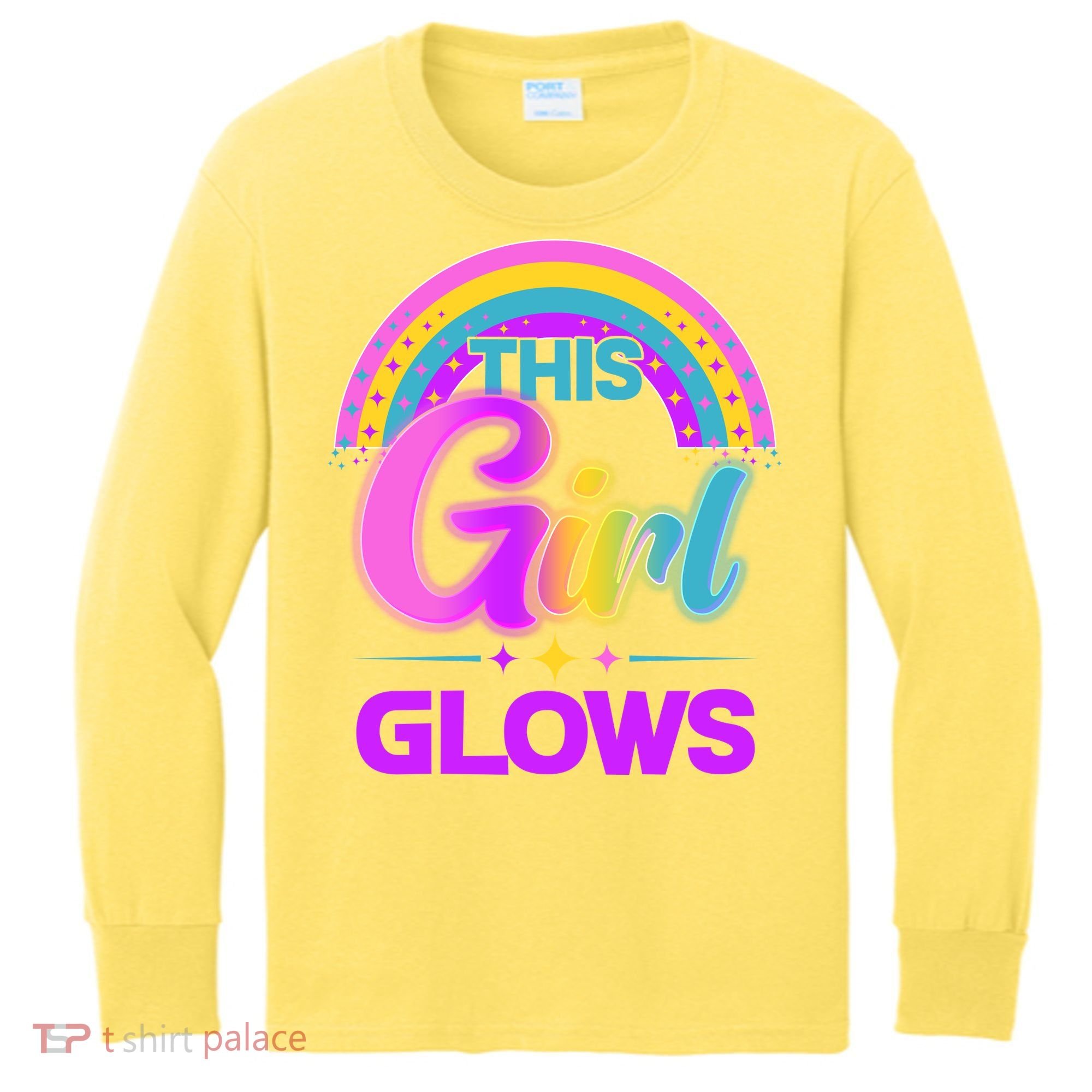 Funny Cute This Girl Glows Kids Long Sleeve Shirt