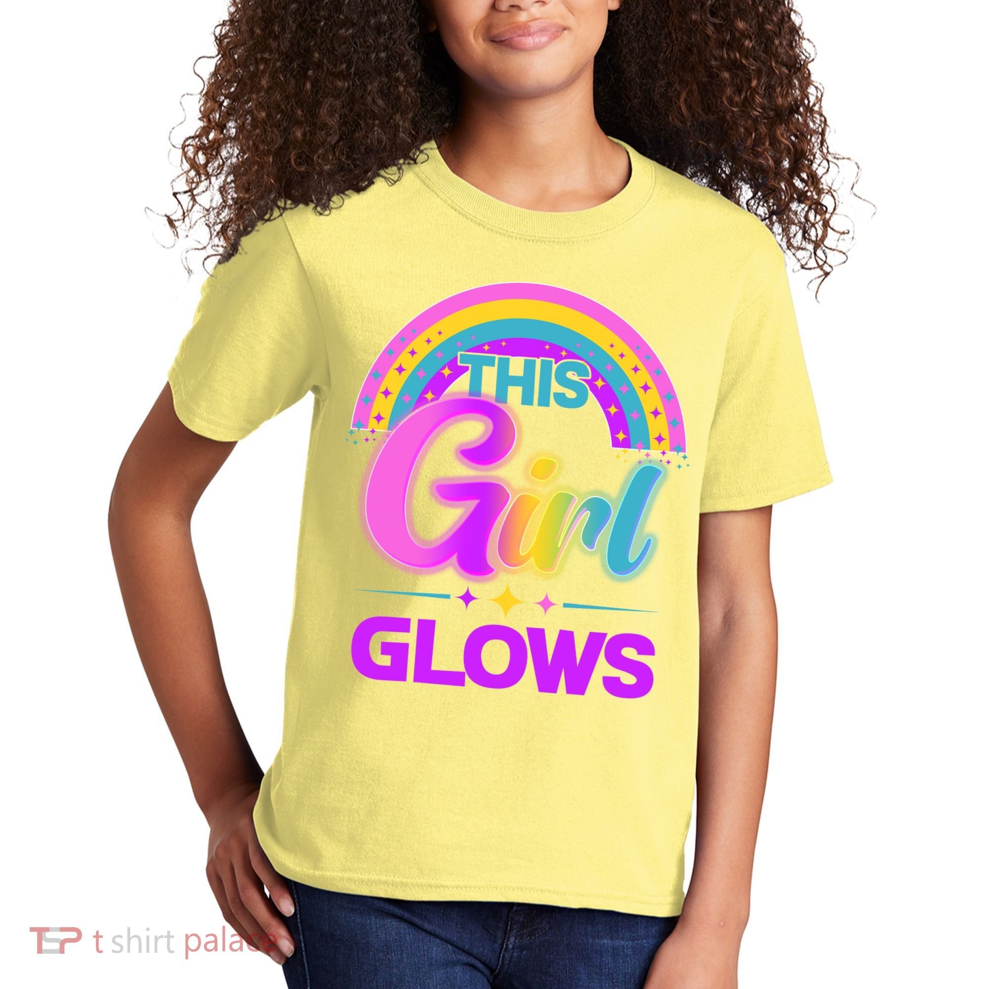 Funny Cute This Girl Glows Kids T-Shirt