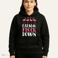 Flamingo Calm The Flock Down Funny Pink Bird Lovers Summer Hoodie thumb 5