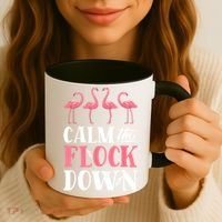 Flamingo Calm The Flock Down Funny Pink Bird Lovers Summer Coffee Mug thumb 3