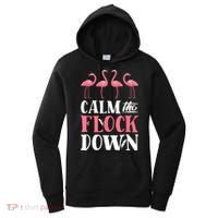 Flamingo Calm The Flock Down Funny Pink Bird Lovers Summer Women's Hoodie thumb 0