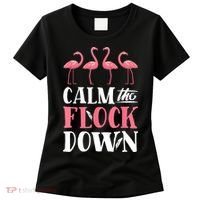 Flamingo Calm The Flock Down Funny Pink Bird Lovers Summer Women's T-Shirt thumb 0
