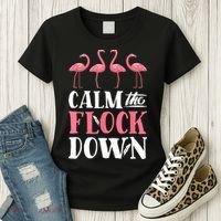Flamingo Calm The Flock Down Funny Pink Bird Lovers Summer Women's T-Shirt thumb 3