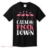 Flamingo Calm The Flock Down Funny Pink Bird Lovers Summer Kids T-Shirt thumb 0