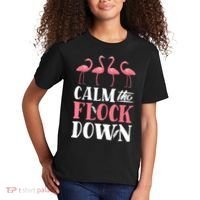 Flamingo Calm The Flock Down Funny Pink Bird Lovers Summer Kids T-Shirt thumb 2