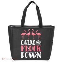 Flamingo Calm The Flock Down Funny Pink Bird Lovers Summer Tote Bag thumb 0