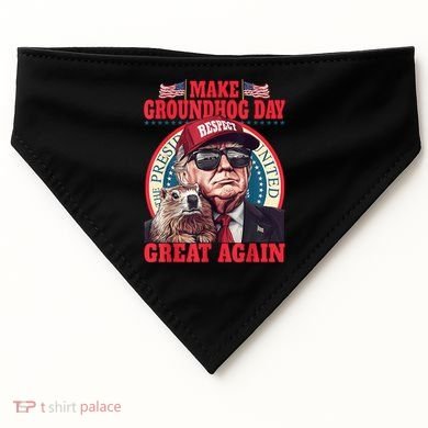 Funny Cool Trump Groundhog Make Groundhog Day Great Again USA-Made Doggie Bandana