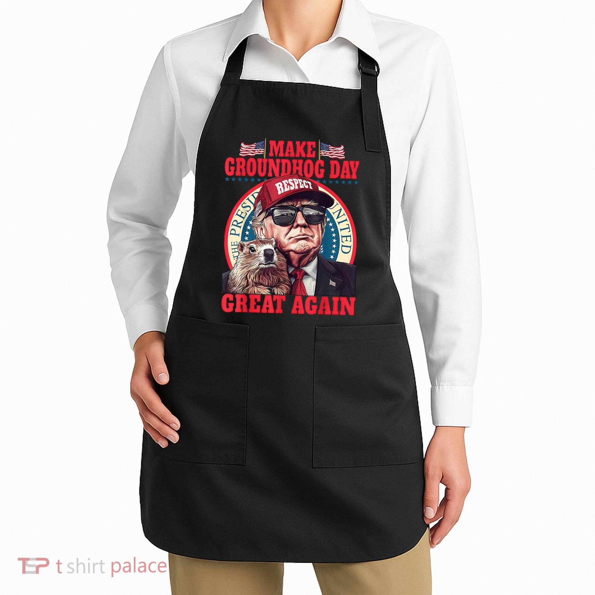 Funny Cool Trump Groundhog Make Groundhog Day Great Again Apron