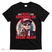 Funny Cool Trump Groundhog Make Groundhog Day Great Again T-Shirt thumb 0