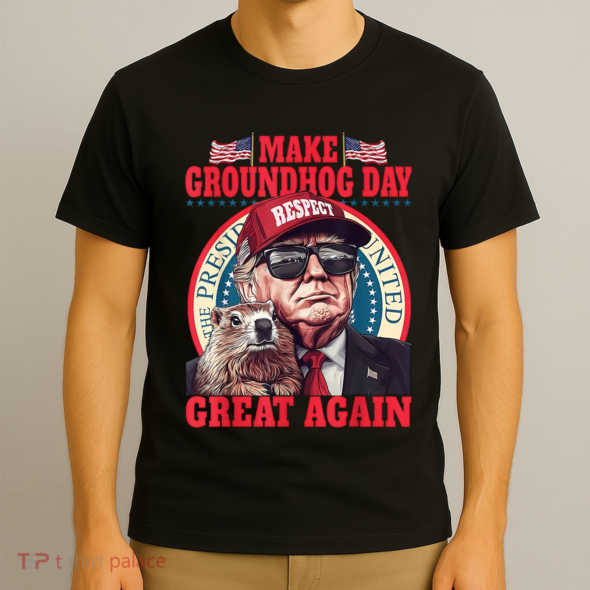 Funny Cool Trump Groundhog Make Groundhog Day Great Again T-Shirt