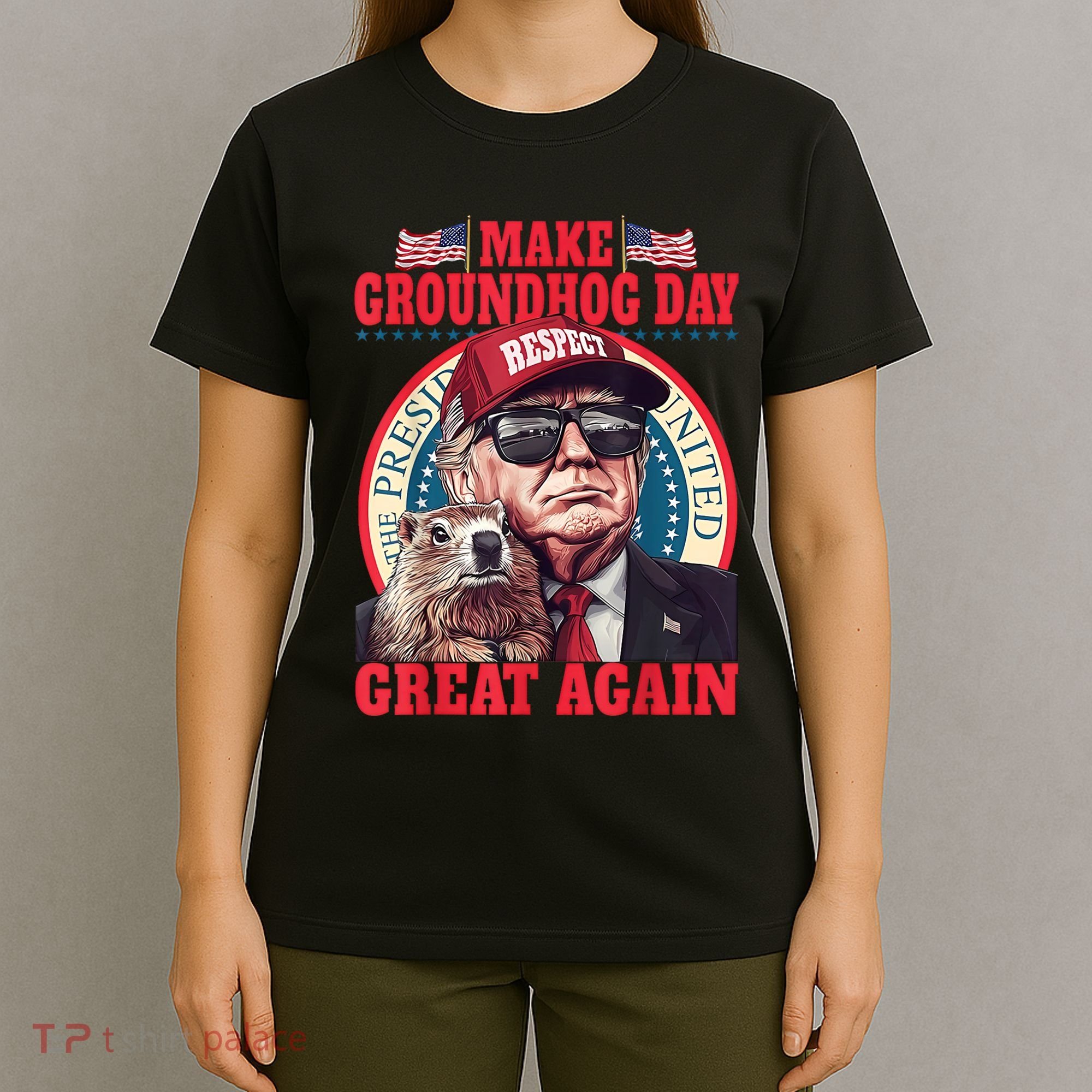 Funny Cool Trump Groundhog Make Groundhog Day Great Again T-Shirt