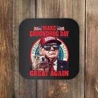 Funny Cool Trump Groundhog Make Groundhog Day Great Again Coaster thumb 0