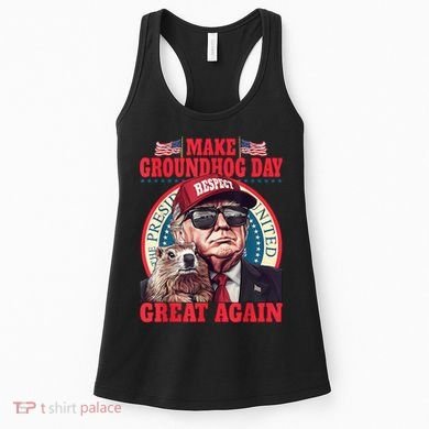 Funny Cool Trump Groundhog Make Groundhog Day Great Again Women's Tank Top