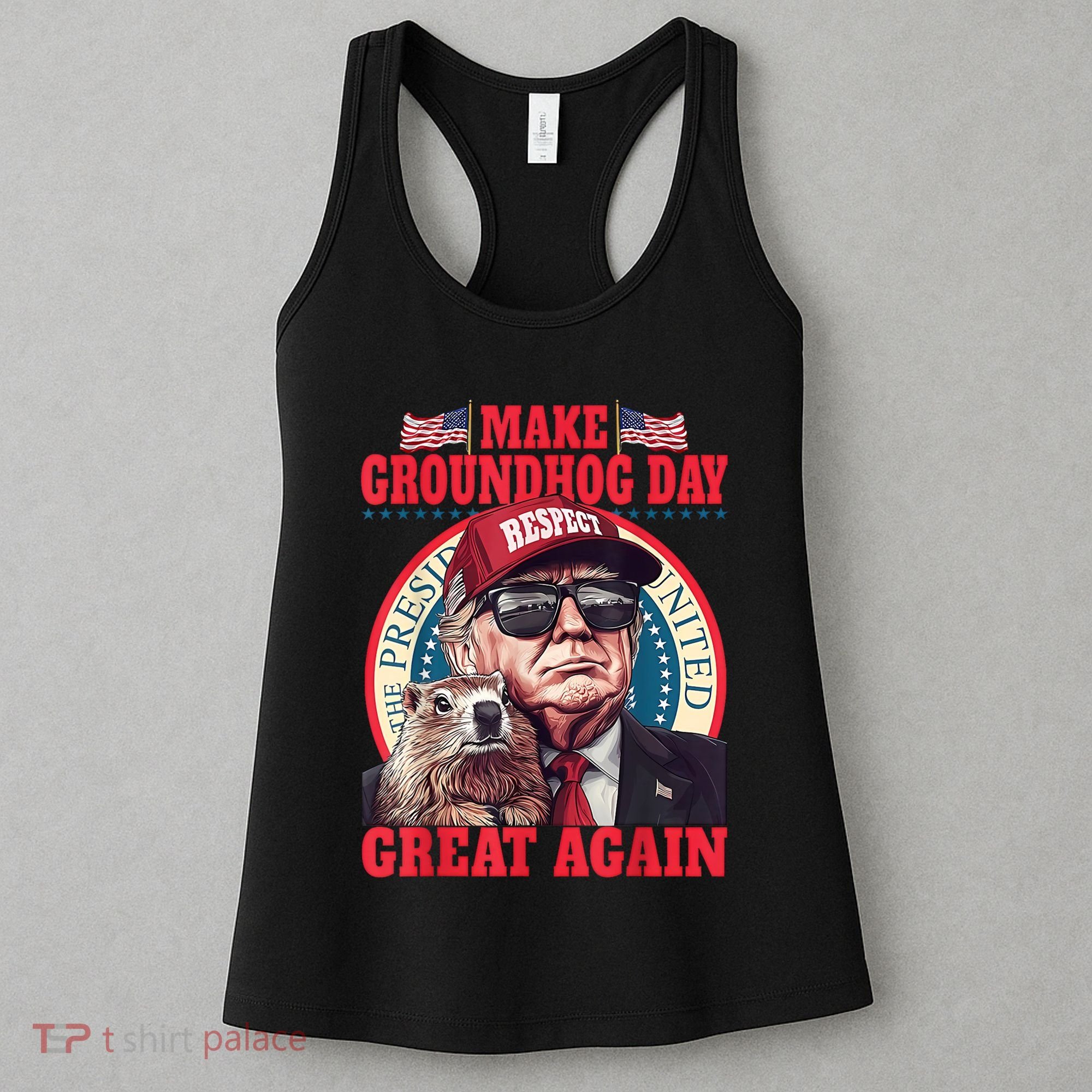 Funny Cool Trump Groundhog Make Groundhog Day Great Again Women's Tank Top