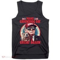 Funny Cool Trump Groundhog Make Groundhog Day Great Again Tank Top thumb 0