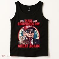 Funny Cool Trump Groundhog Make Groundhog Day Great Again Tank Top thumb 2