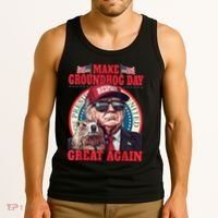 Funny Cool Trump Groundhog Make Groundhog Day Great Again Tank Top thumb 3