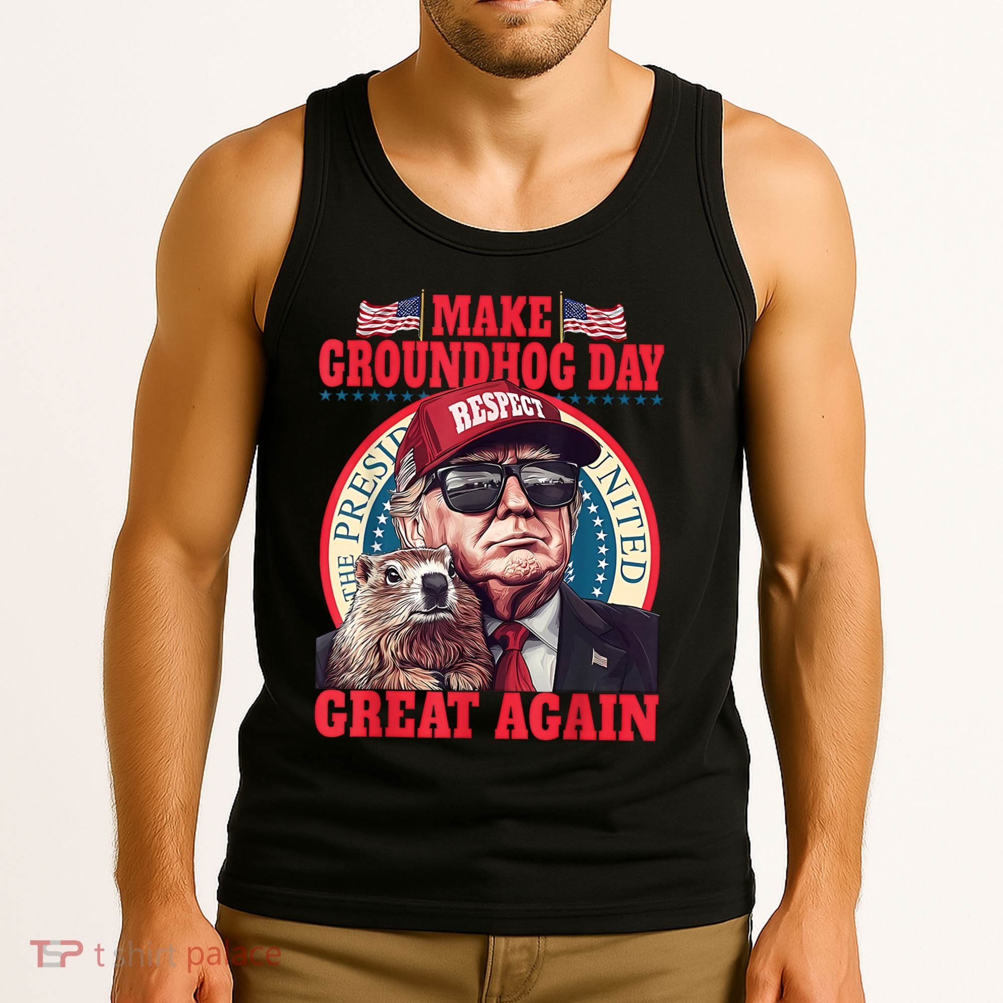 Funny Cool Trump Groundhog Make Groundhog Day Great Again Tank Top